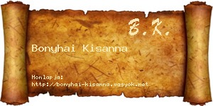Bonyhai Kisanna névjegykártya